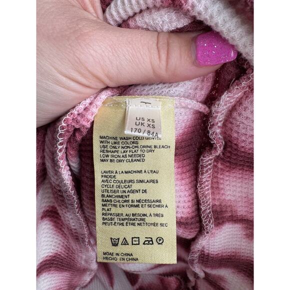 Pilcro Anthropologie Women's Tie Dye Pink Angie Cowl Neck Waffle Knit Thermal XS - Picture 5 of 6